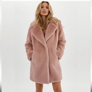 La marque pink faux fur coat